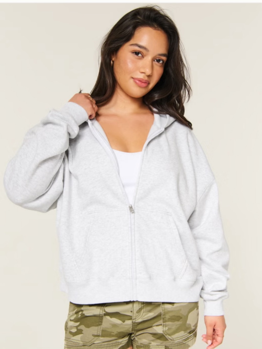 Hollister light blue full-zip hoodie size large